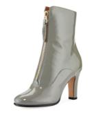 Patent Leather Front-zip Booties