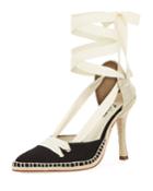 Canvas Two-tone Espadrille Pumps