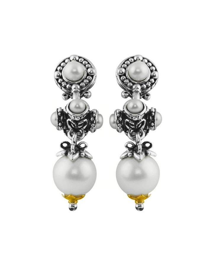 Konstantino Silver & 18k Multi-pearl Triple-drop Earrings, Women's,