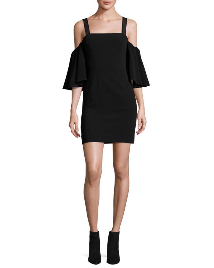 Monroe Cold-shoulder Mini Dress, Black