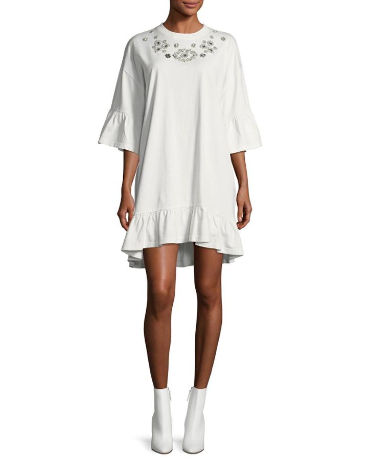 Embellished Loose Ruffle Dress