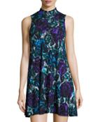 Floral-print Mock-neck Floral-print