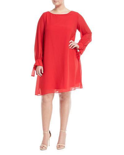 Long-sleeve A-line Chiffon Dress