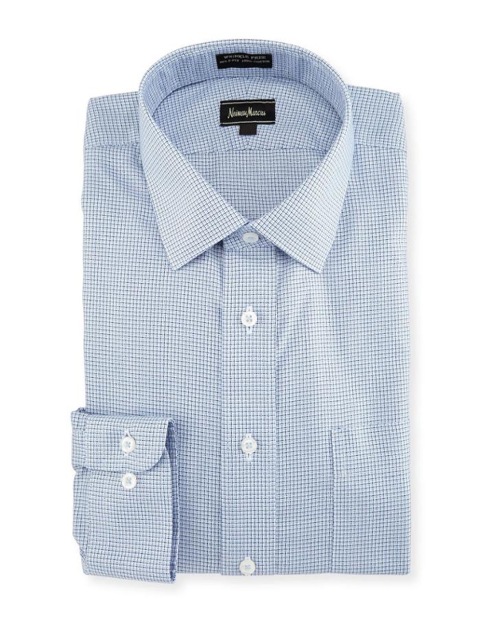 Non-iron Classic-fit Non-iron Basketweave Check Dress