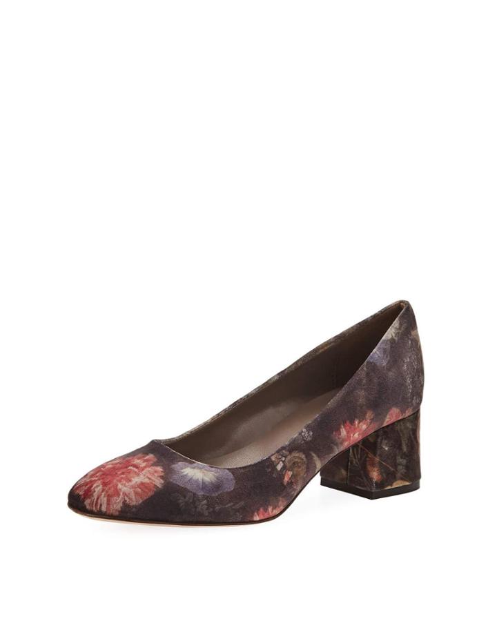 Mietta Floral-print Velvet Pumps