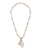 Georgia Pearly Leather Tassel Necklace