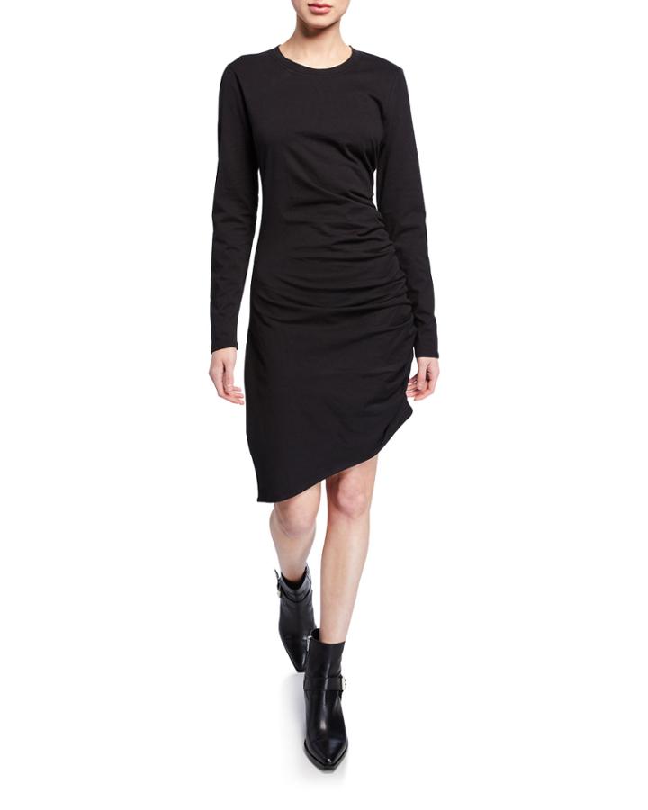 Jaelyn Ruched Long-sleeve Asymmetric Dress