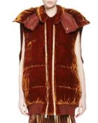 Melissa Long Quilted Velvet Vest,