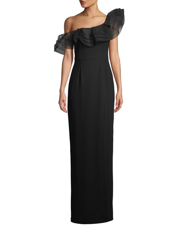 Ruffle Off-shoulder Column Gown