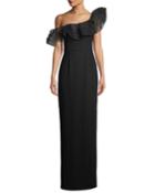 Ruffle Off-shoulder Column Gown