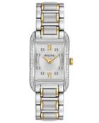 34mm Two-tone Rectangular Bracelet Watch W/ Diamond Bezel