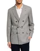 Men's Micro Pied De Poule Linen-blend Jacket