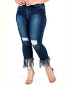 Plus Size Frayed Distressed Stretch Premium Jeans