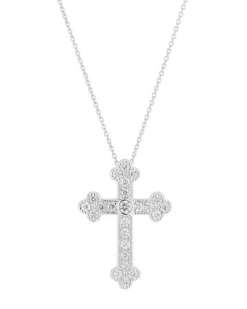 18k White Gold Medium Guinevere Diamond Cross Necklace