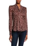 Polka Dot Tie-neck Long-sleeve