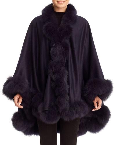 Cashmere Cape W/ Fox Fur Trim