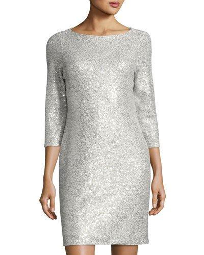 Allover Sequin Sheath Dress,