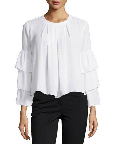 3-tier-sleeve Blouse, White