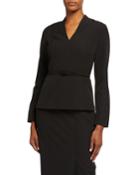 Crepe Long Sleeve Belted Top