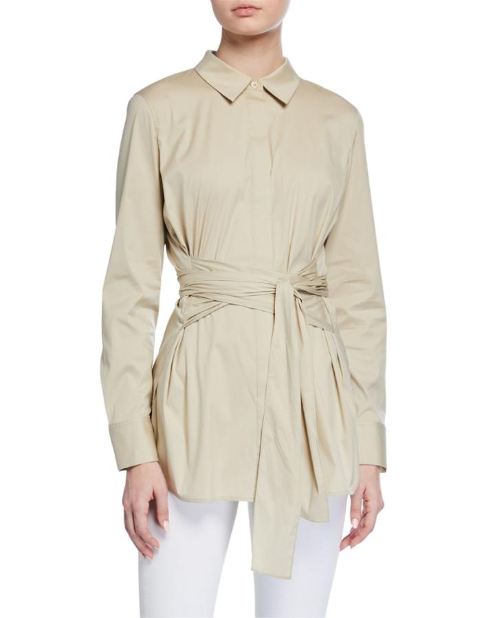 Cordelia Long-sleeve Sash-tie Blouse
