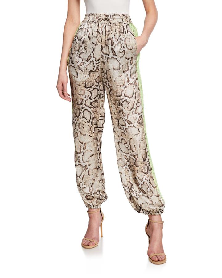 Leda Snake-print Jogger Pants W/