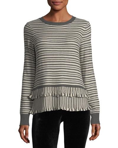 Flounce-hem Crew-neck