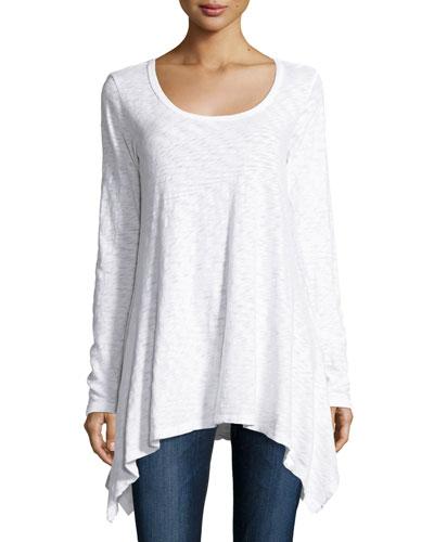 Angled-hem Tunic Top, White