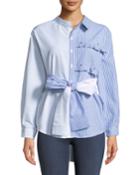 Two-tone Tie-waist Button-front