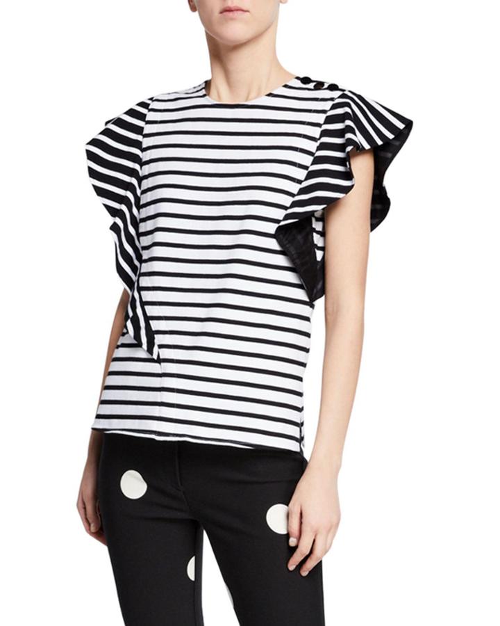 Stripe Top W/ Ruffle