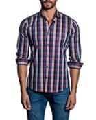 Large-check Sport Shirt, Pink/blue