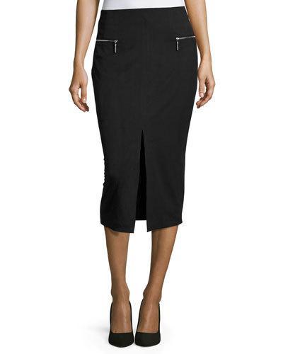 Faux-suede Zip-front Pencil
