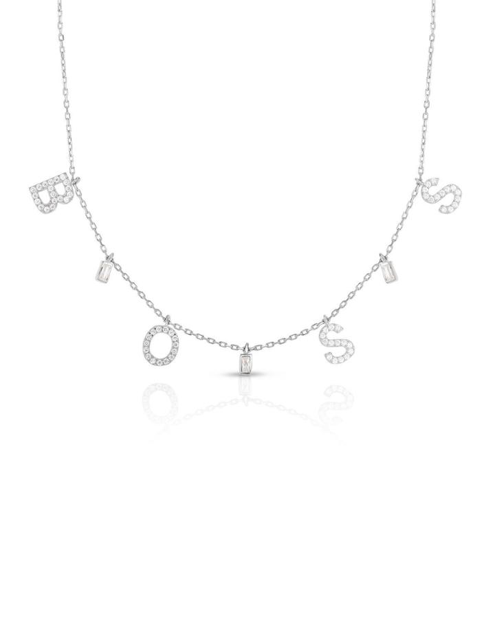 Crystal Boss Shaker Necklace, White