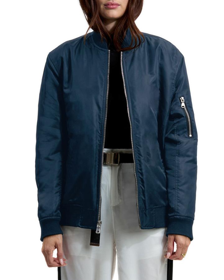 Sage Reversible Satin Bomber Jacket W/ Artwork