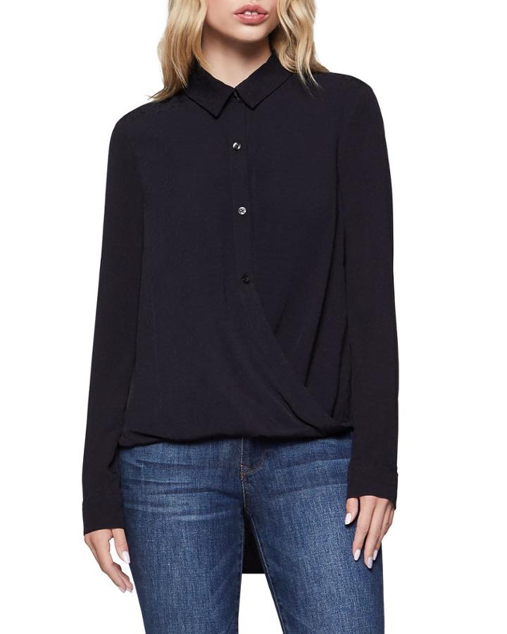 Wrap-hem Long-sleeve Top