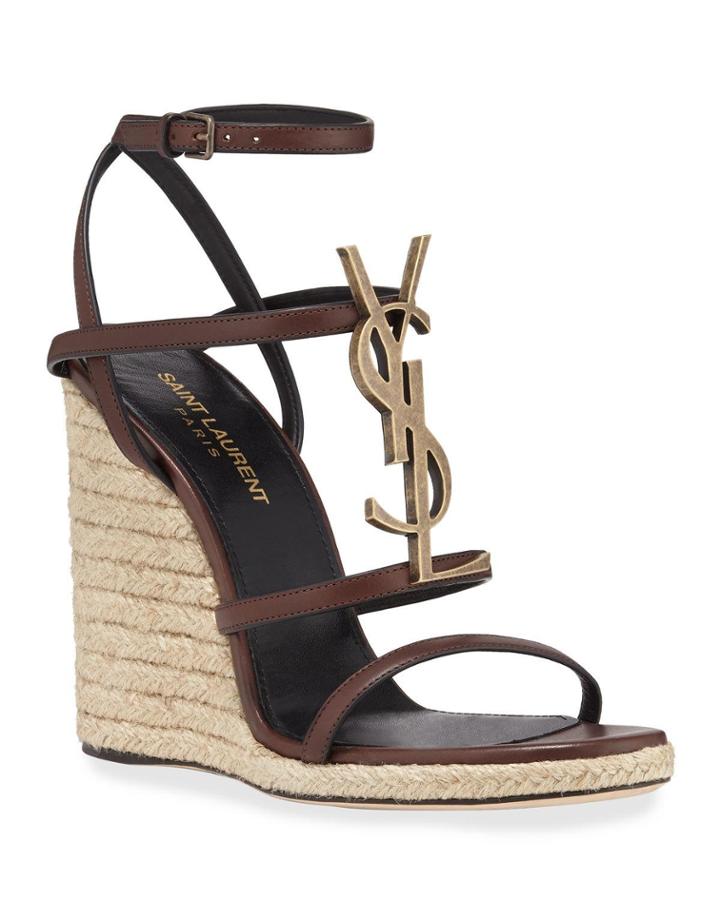 Cassandra Wedge Espadrilles With Golden Ysl