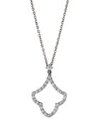 18k White Gold Diamond Art Deco Pendant Necklace