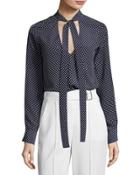 Priya Polka-dot Tie-neck Blouse