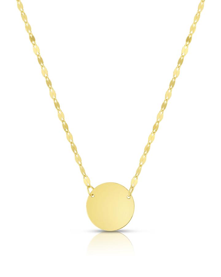 14k Mirror-chain Disk Necklace