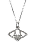 14k White Gold Diamond Hamsa Pendant Necklace