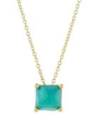 18k Rock Candy Mini Single Square Sliding Turquoise Pendant Necklace