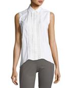 Sleeveless Front-pleated Top