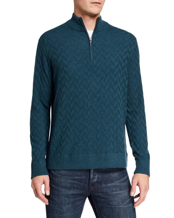Men's Rowley Textured Quarter-zip Sweater, Extended