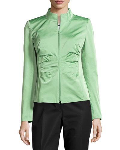Gerren High-neck Ruched Jacket, Fennel