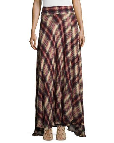 Chevron Plaid Print Silk
