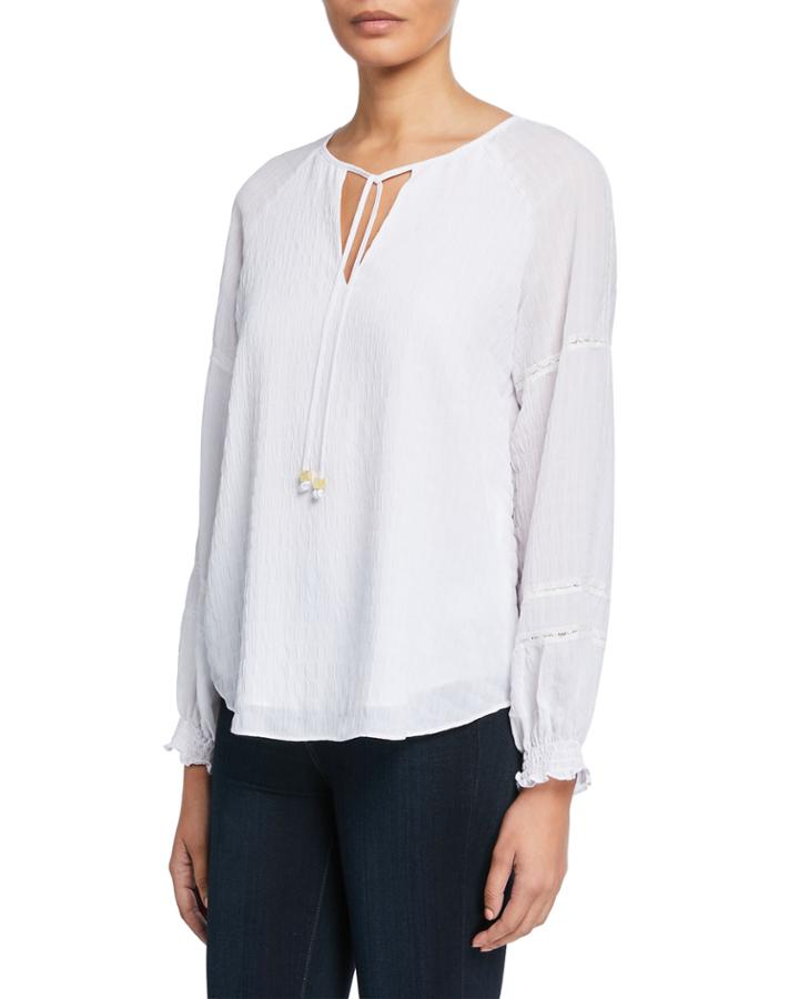 Gauze Lace-trim Peasant Top