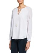 Gauze Lace-trim Peasant Top