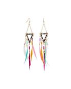 Bright Crystal Triangle Feather Dangle Earrings