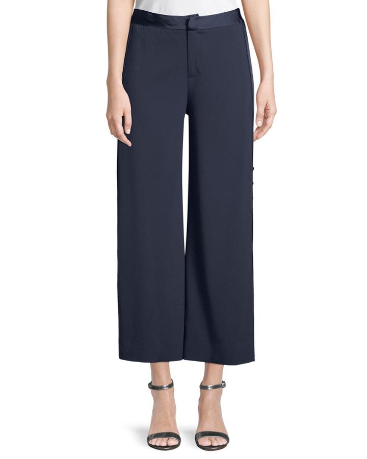 Deconstructed Satin Crepe Cropped Pants