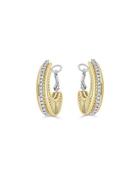 14k Two-tone Gold Diamond Hoop Earrings,