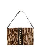 Animal-print Fur Hobo Bag, Brown